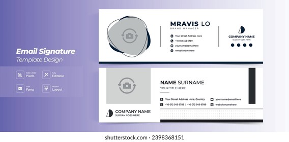 Modern creative business email signature template or email footer and personal social media cover Premium Vector