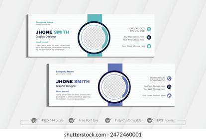 Modern creative business email signature template or email footer and personal social media cover	