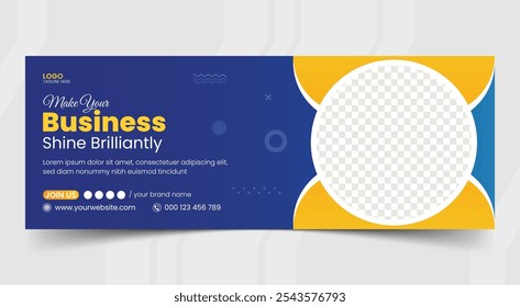 Modern Creative Business Facebook Cover Design template with blue and yellow colors