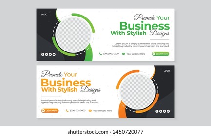 Modern creative business facebook timeline cover or web banner template design bundle, corporate social media marketing advertising promotion ads for agency, professional editable post banner vector