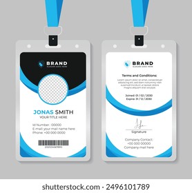 Modern and creative business id card template. corporate id card design template for office employee, staff or others. Company employee business id card template.