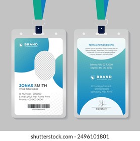 Modern and creative business id card template. corporate id card design template for office employee, staff or others. Company employee business id card template.