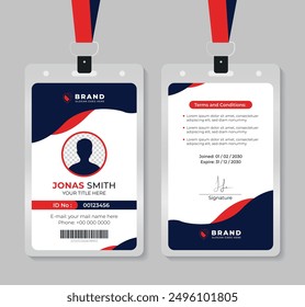 Modern and creative business id card template. corporate id card design template for office employee, staff or others. Company employee business id card template.