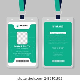 Modern and creative business id card template. corporate id card design template for office employee, staff or others. Company employee business id card template.