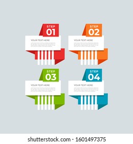 Modern and creative Business Infographic Design template with four elements and shapes. Can be used for process, presentation, interface, education, diagram, workflow layout, info graph, web design.