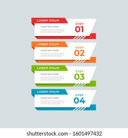 Modern and creative Business Infographic Design template with four elements and shapes. Can be used for process, presentation, interface, education, diagram, workflow layout, info graph, web design.