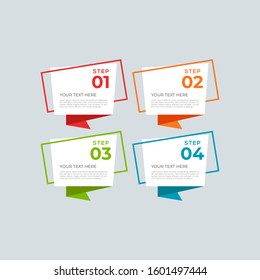 Modern and creative Business Infographic Design template with four elements and shapes. Can be used for process, presentation, interface, education, diagram, workflow layout, info graph, web design.