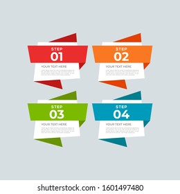 Modern and creative Business Infographic Design template with four elements and shapes. Can be used for process, presentation, interface, education, diagram, workflow layout, info graph, web design.