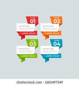 Modern and creative Business Infographic Design template with four elements and shapes. Can be used for process, presentation, interface, education, diagram, workflow layout, info graph, web design.