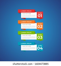 Modern and creative Business Infographic Design template with four elements and shapes. Can be used for process, presentation, interface, education, diagram, workflow layout, info graph, web design.