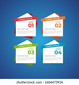Modern and creative Business Infographic Design template with four elements and shapes. Can be used for process, presentation, interface, education, diagram, workflow layout, info graph, web design.