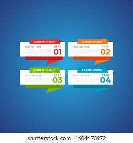 Modern and creative Business Infographic Design template with four elements and shapes. Can be used for process, presentation, interface, education, diagram, workflow layout, info graph, web design.