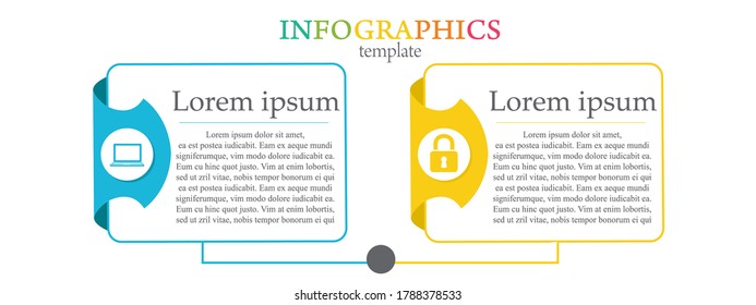 Modern and creative Business Infographic template with 2 elements and shapes. Can be used for process, presentation, education, diagram, workflow layout, info graph, web design. Vector illustration