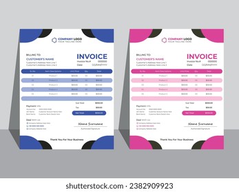 Modern creative business invoice template design for all types of businesses