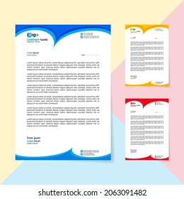 modern creative Business letterhead design. A4 size and unique shape colorful work theme style.