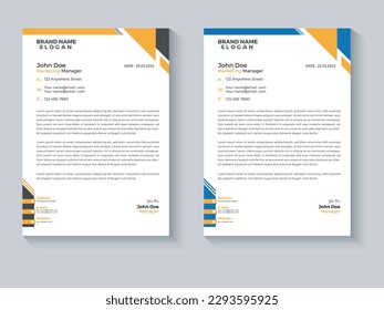 Modern Creative Business Letterhead Template Design Vactor.
