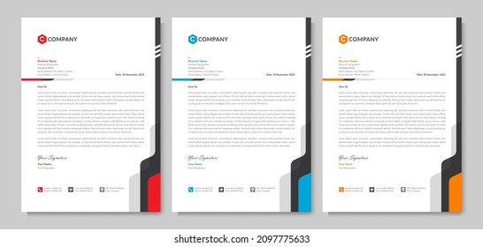 Modern Creative Business Style Letterhead Template Design With Abstract Vector Illustration, Corporate Logo And Icon. Professional Company Marketing And Branding Stationary Identity Cover Layout.
