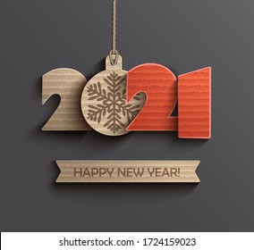 Modern creative card for happy 2021 new year, paper design. Perfect template for presentations, flyers and banners, leaflets, postcards and posters, brochures.Ox year. Vector illustration.