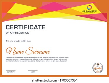 Modern and creative certificate of appreciation for all types company and sectors