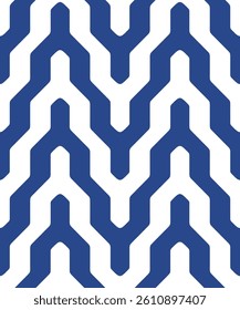 Modern creative chevron design with white and blue zigzag lines and stripes. Seamless geometric pattern. Simple and elegant style. Abstract striped vector illustration.