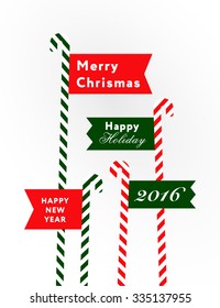 Modern creative Christmas poster or postcard with greetings in traditional colors.