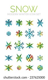 Conjunto de iconos modernos de copos de nieve de Navidad creativa, símbolo de helada