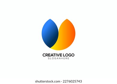 
Modern creative circle O and U colorful logo design vector template, OU logo design illustration