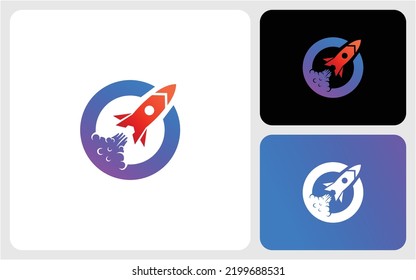 modern creative circle rocket simple logo