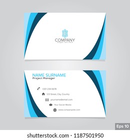 Modern creative and clean business card design background templates. Blue and white color