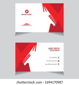 Modern creative and clean business card Design template. Company, Office, Red And White Background