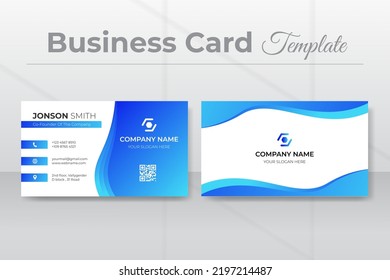 Modern Creative and Clean Business Card Template with Double-sided Flat Stationery Design colorful background Minimal Corporate and simple