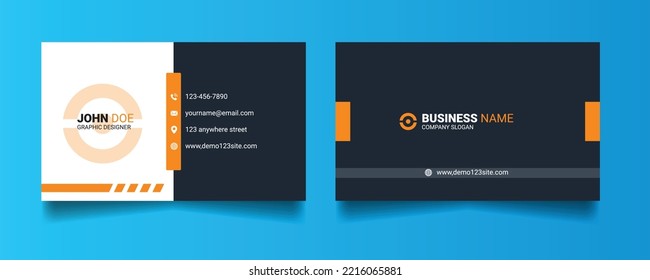 Modern, Creative and Clean Business Card Template. Black and Orange Colors. Visiting Card Template