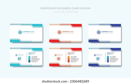 Modern Creative and Clean Business Card Template with 3 color themes.