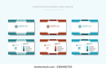 Modern Creative and Clean Business Card Template with 3 color themes.