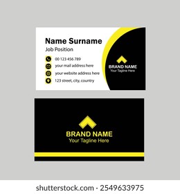 modern creative and clean business card template. Flat design. Letter Logo Corporate Business card. Business card set template. Yellow color.