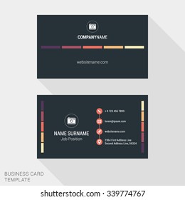 Modern Creative and Clean Business Card Template with Flat Style Elements and Colors. Flat Style Vector Illustration