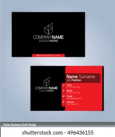 Modern creative and clean business card Design template. Black and Red template