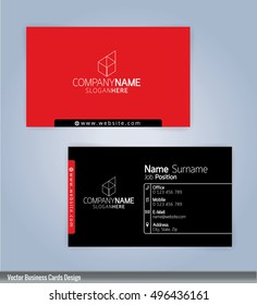 Modern creative and clean business card Design template. Black and Red template