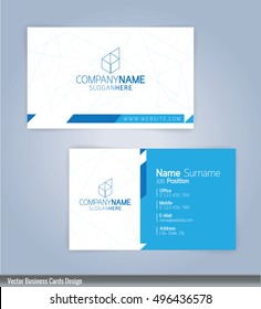 Modern Creative And Clean Business Card Design Template. Blue And White Template