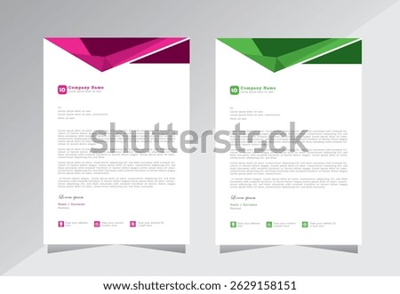 Modern creative clean business letterhead design template with purple and green colour, corporate letterhead vector, a4 size letterhead template.