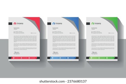 Modern Creative and Clean Business Style Vector Letterhead Bundle of your Corporate Project Clean Letterhead Design Print Template.