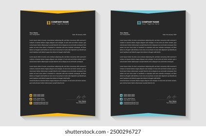 Modern Creative, Clean business style letterhead bundle of your corporate project design. Set to print. modern business letterhead in abstract design. Elegant template design in minimalist. Print A4