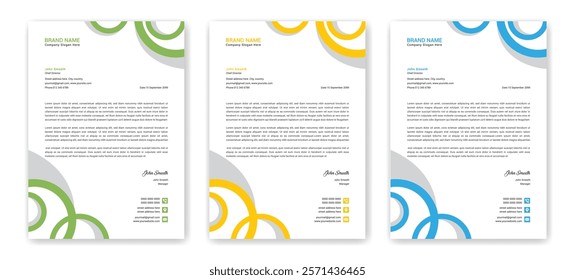 Modern creative and clean business style letterhead bundle of your corporate project design. Corporate letterhead with color variation. Letterhead template in abstract style flyer corporate official