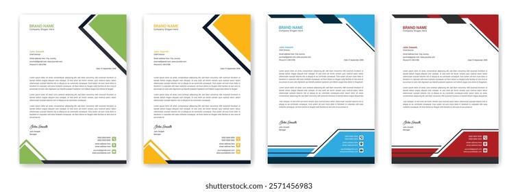 Modern creative and clean business style professional letterhead template design. Company, office letterhead design for your project. Printable A4 size elegant editable letterhead for branding success