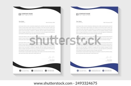Modern Creative, Clean business style letterhead bundle of your corporate project design. Set to print. modern business letterhead in abstract design. Elegant template design in minimalist, A4 Print R