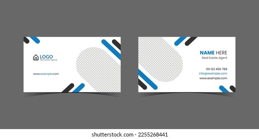 Modern Creative and Clean Double-sided Business Card Template. Blue, Black, and White Colors combination. Flat Design template. Stationery Design