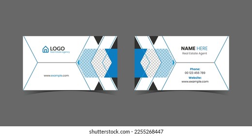 Modern Creative and Clean Double-sided Business Card Template. Blue, Black, and White Colors combination. Flat Design template. Stationery Design