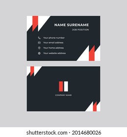 Modern, Creative, and Clean Double-sided Corporate Business Card Template. Red and Black Colors. Stationery Design