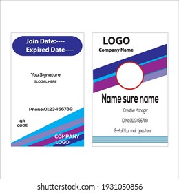 Modern Creative and Clean Two Sided ID Card Template. Flat Style Vector Illustration. Vertical Visiting or ID Card Template. Stationery Design

