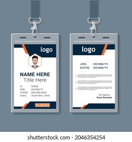 Plantilla moderna de tarjeta de identificación de dos caras, creativa y limpia. Formato de vector